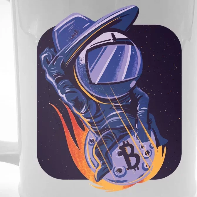 Bitcoin Astronaut To The Moon Front & Back Beer Stein