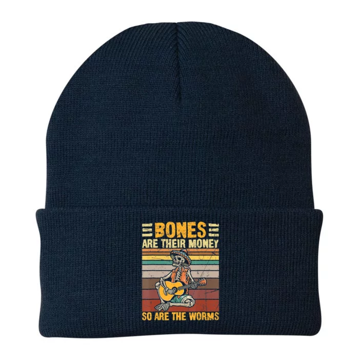 Bones Are Their Money So Are The Worms Skeleton Halloween Knit Cap Winter Beanie