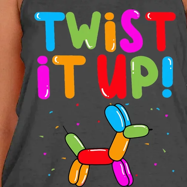 Balloon Animal Twister Party Twist It Up Balloon Artist Women's Knotted Racerback Tank