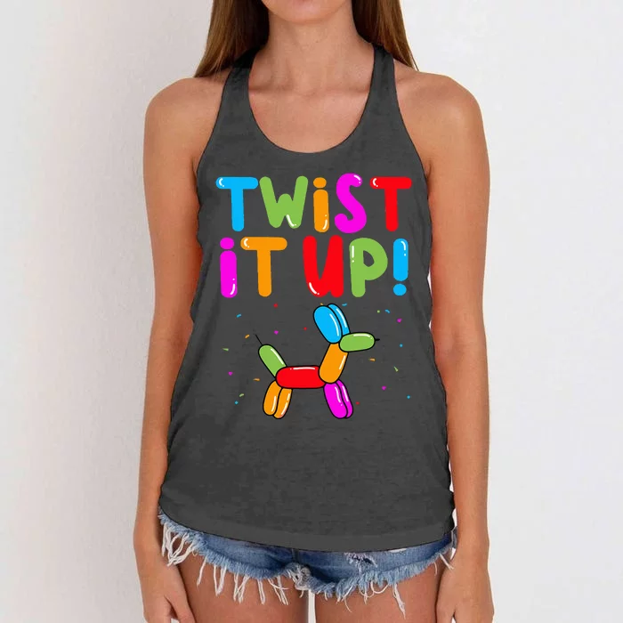 Balloon Animal Twister Party Twist It Up Balloon Artist Women's Knotted Racerback Tank