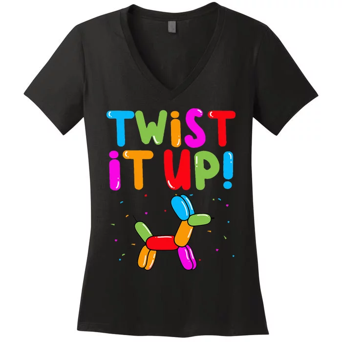 Balloon Animal Twister Party Twist It Up Balloon Artist Women's V-Neck T-Shirt