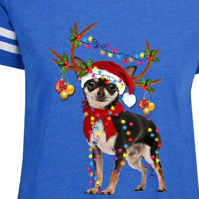 Black And Tan Chihuahua Gorgeous Reindeer Christmas Gift Enza Ladies Jersey Football T-Shirt