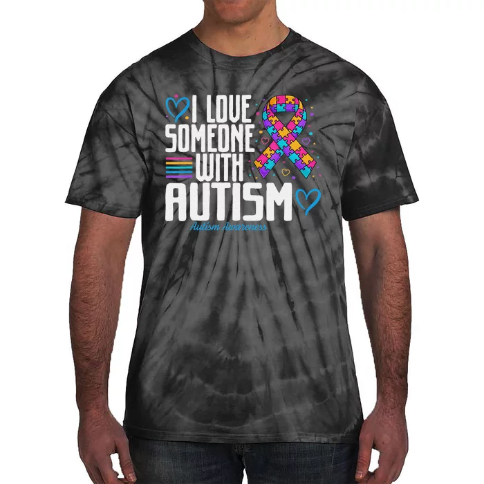 Blue Autism tee I love Someone with Autism Awareness Tie-Dye T-Shirt