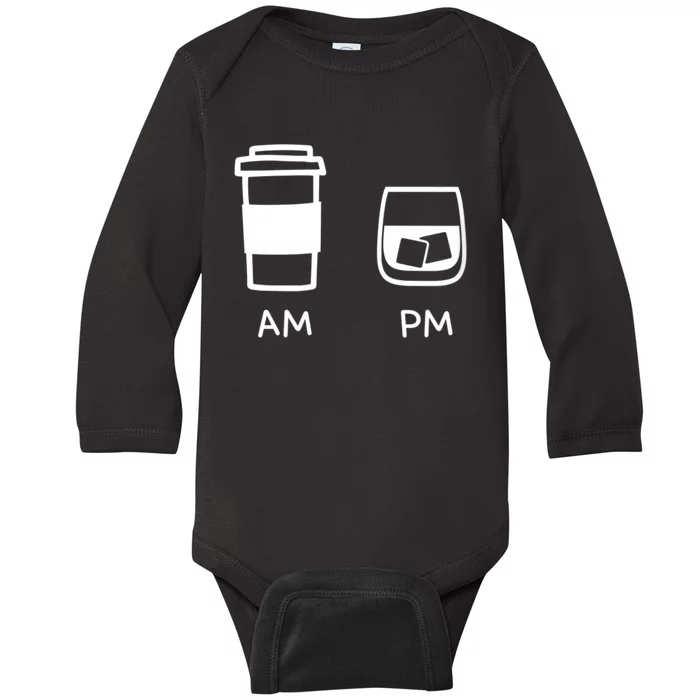 Big And Tall Am To Pm Coffee Whisky Rum Tequila Vodka Baby Long Sleeve Bodysuit