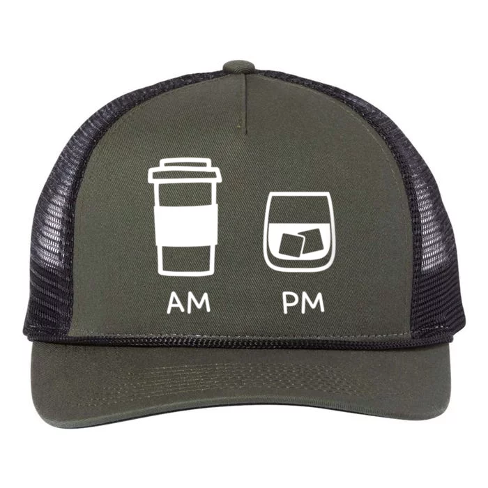 Big And Tall Am To Pm Coffee Whisky Rum Tequila Vodka Retro Rope Trucker Hat Cap