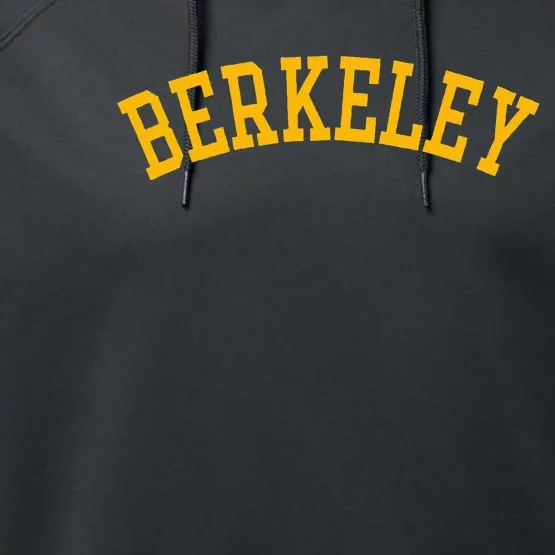 Berkeley Arched Text Yellow Berkeley Performance Fleece Hoodie