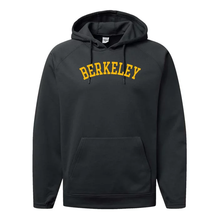 Berkeley Arched Text Yellow Berkeley Performance Fleece Hoodie