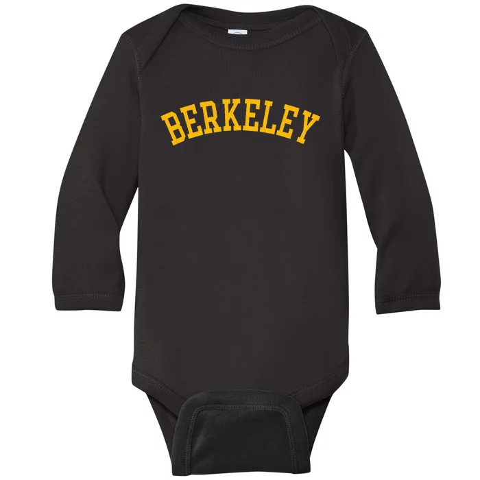 Berkeley Arched Text Yellow Berkeley Baby Long Sleeve Bodysuit