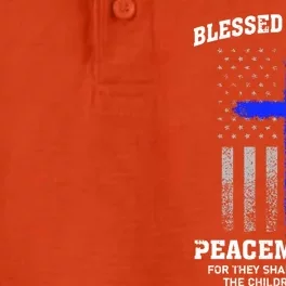 Blessed Are The Peacemakers Thin Blue Line Cross Gift Dry Zone Grid Performance Polo