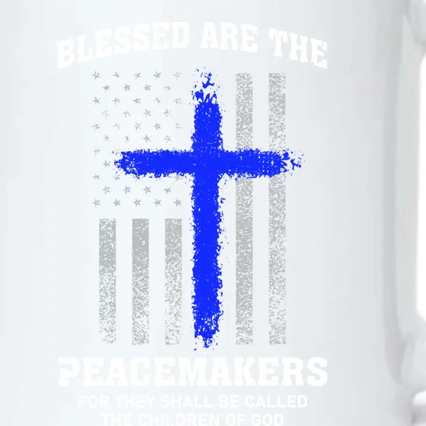 Blessed Are The Peacemakers Thin Blue Line Cross Gift Black Color Changing Mug