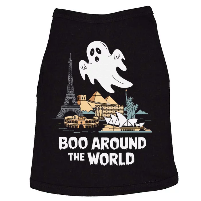 Boo Around The World Halloween Travel Enthusiast Design Doggie Tank