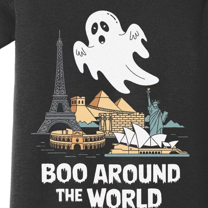 Boo Around The World Halloween Travel Enthusiast Design Baby Bodysuit