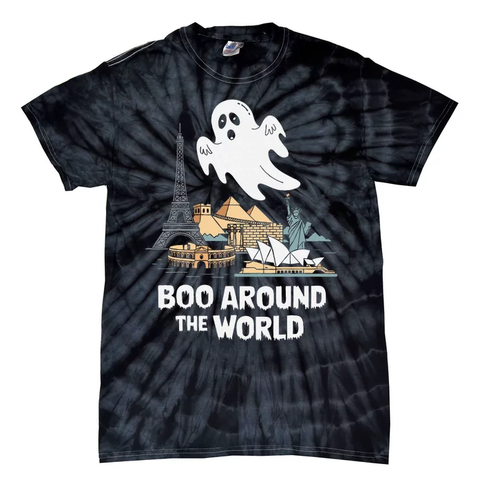 Boo Around The World Halloween Travel Enthusiast Design Tie-Dye T-Shirt