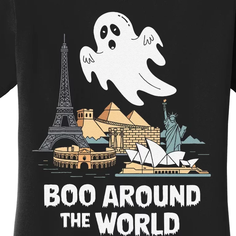 Boo Around The World Halloween Travel Enthusiast Design Women's T-Shirt