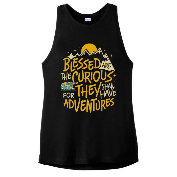 Blessed Are The Curious For They Shall Have Adventures Ladies Tri-Blend Wicking Tank