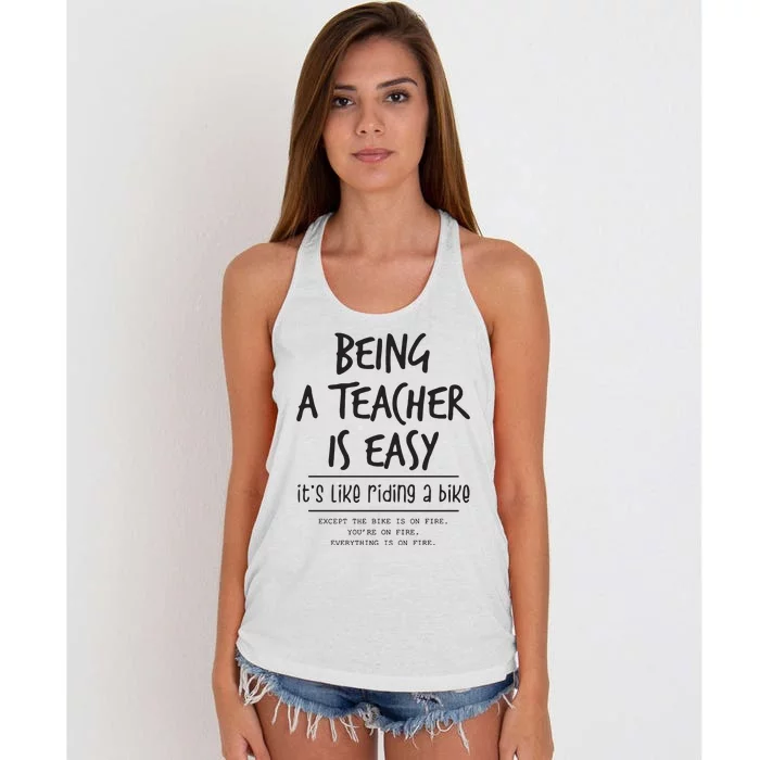 Being A Teacher Is Easy Women's Knotted Racerback Tank