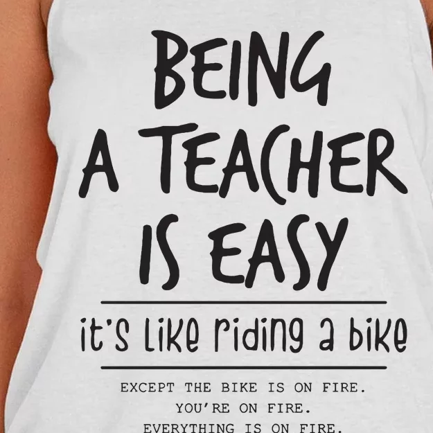 Being A Teacher Is Easy Women's Knotted Racerback Tank