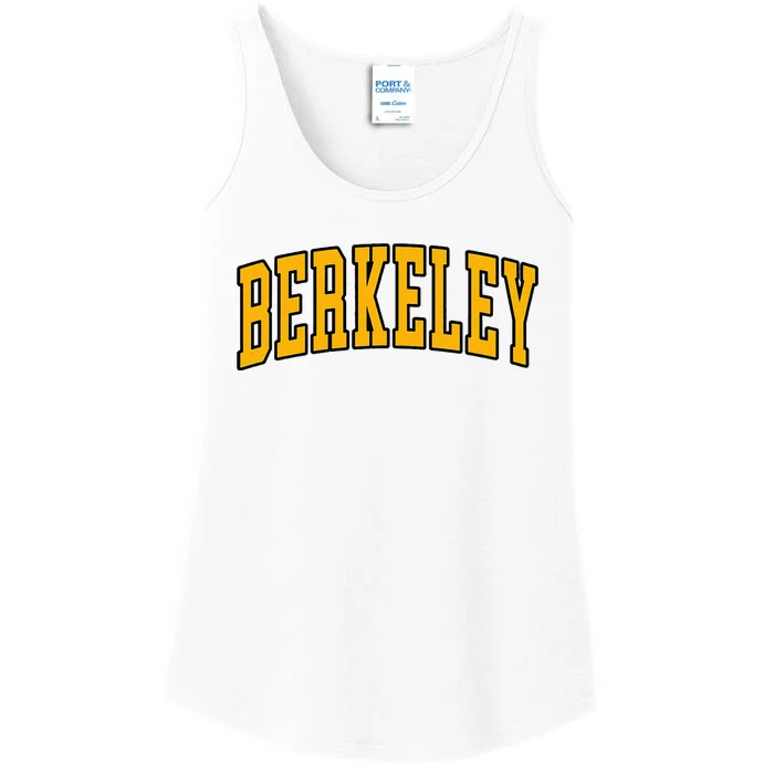 Berkeley Arched Text Yellow Berkeley Ladies Essential Tank