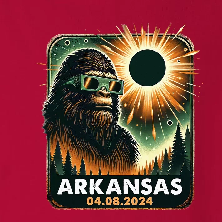 Bigfoot Arkansas Total Solar Eclipse 2024 Wearing Glasses Toddler Long Sleeve Shirt