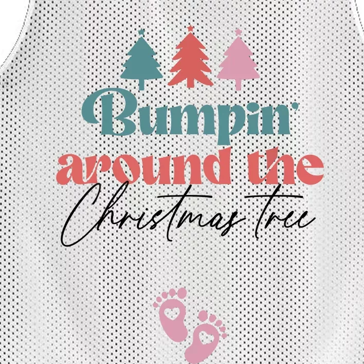 Bumpin Around The Christmas Tree Pregnancy Announcement Mesh Reversible Basketball Jersey Tank