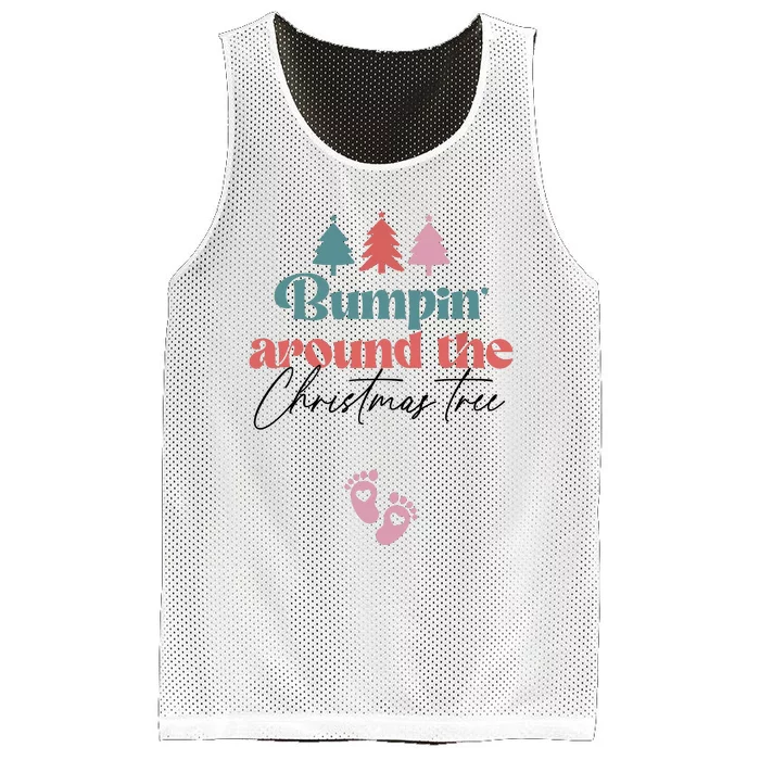 Bumpin Around The Christmas Tree Pregnancy Announcement Mesh Reversible Basketball Jersey Tank