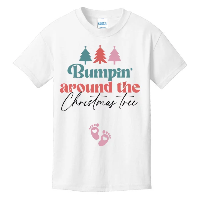 Bumpin Around The Christmas Tree Pregnancy Announcement Kids T-Shirt