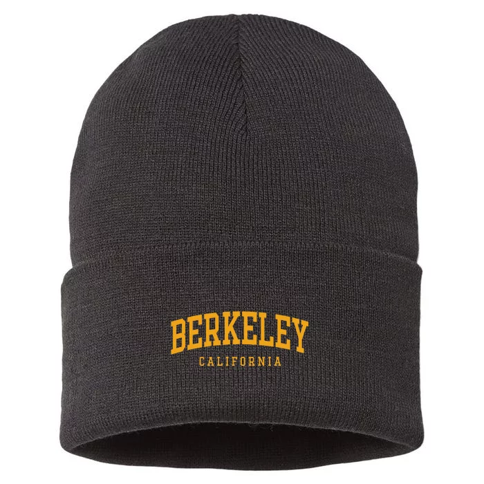 Berkeley Arched Text Yellow Sustainable Knit Beanie