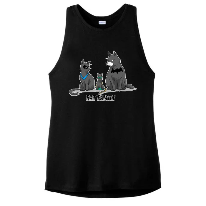 Batfamily Bat Cat Family Cartoon Spoof Ladies Tri-Blend Wicking Tank