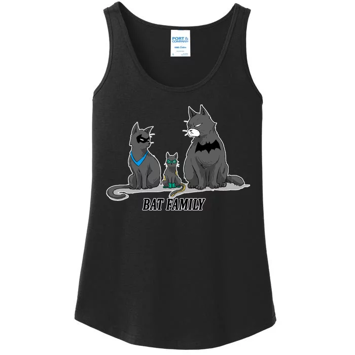 Batfamily Bat Cat Family Cartoon Spoof Ladies Essential Tank