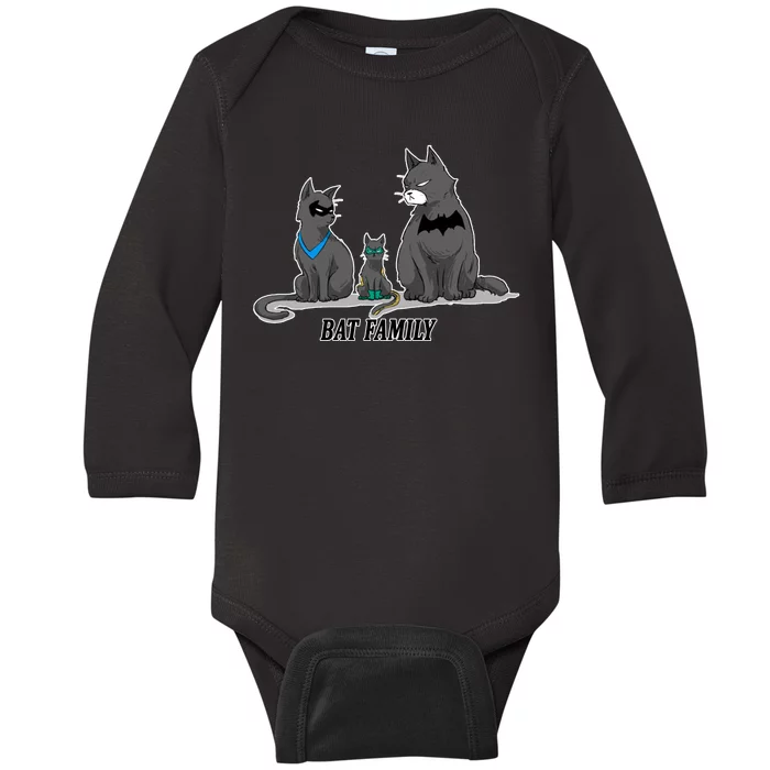 Batfamily Bat Cat Family Cartoon Spoof Baby Long Sleeve Bodysuit