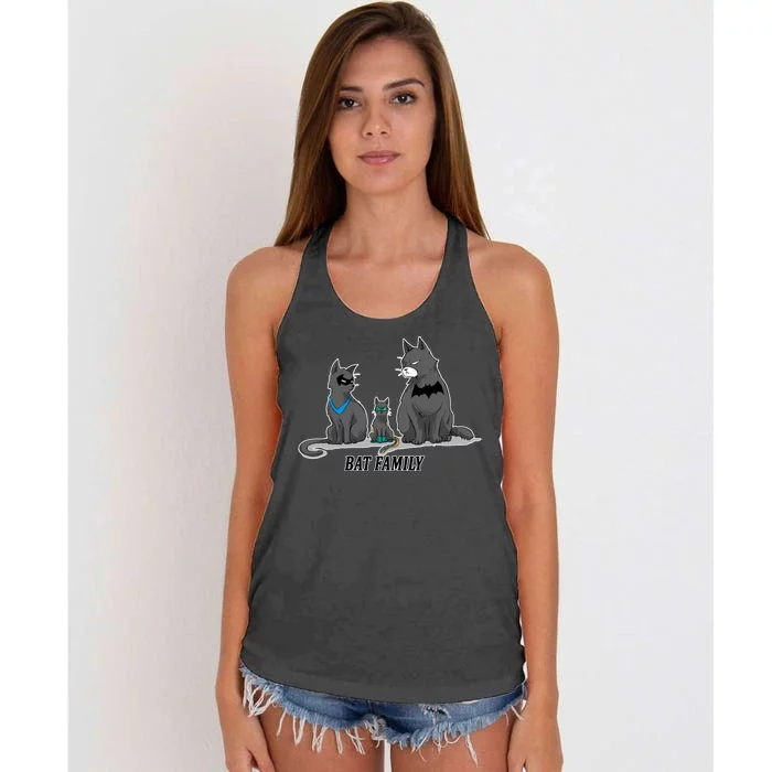 Batfamily Bat Cat Family Cartoon Spoof Women's Knotted Racerback Tank