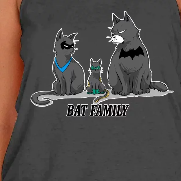 Batfamily Bat Cat Family Cartoon Spoof Women's Knotted Racerback Tank