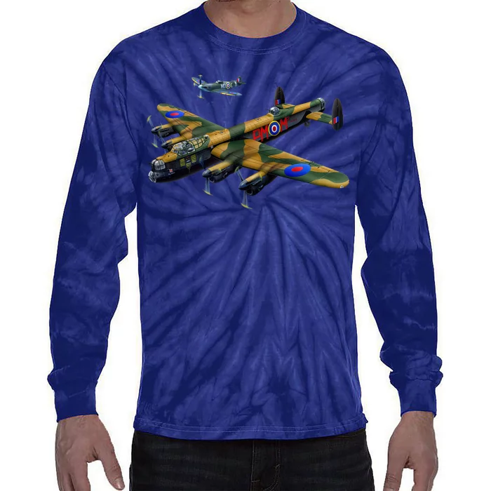 Battle of Britain Airforce War Plane Tie-Dye Long Sleeve Shirt