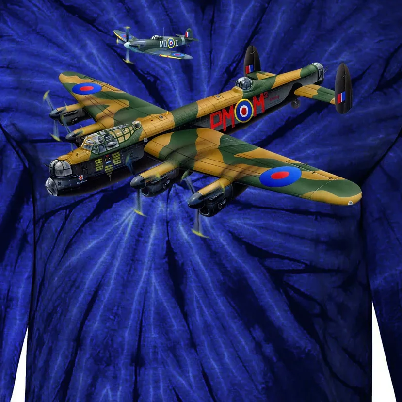 Battle of Britain Airforce War Plane Tie-Dye Long Sleeve Shirt