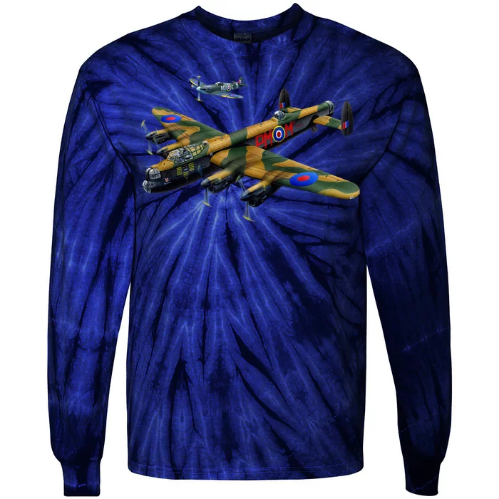 Battle of Britain Airforce War Plane Tie-Dye Long Sleeve Shirt