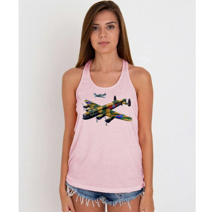 Battle of Britain Airforce War Plane Women's Knotted Racerback Tank