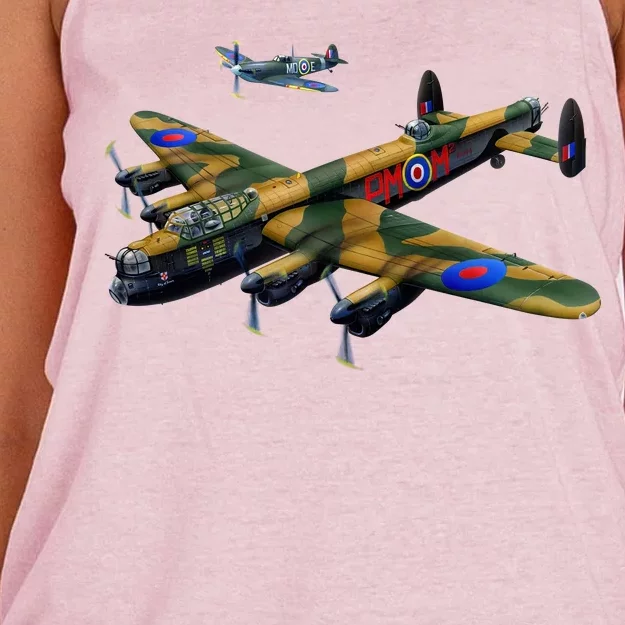 Battle of Britain Airforce War Plane Women's Knotted Racerback Tank