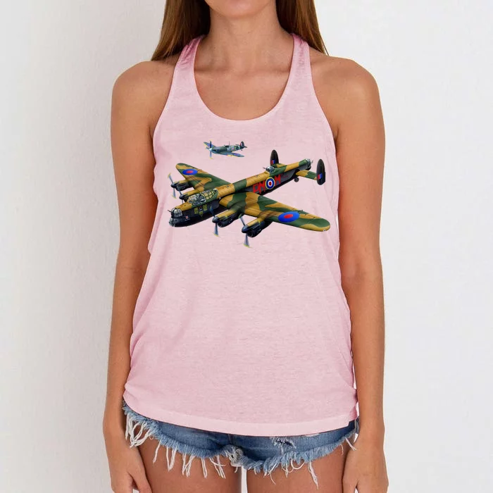 Battle of Britain Airforce War Plane Women's Knotted Racerback Tank