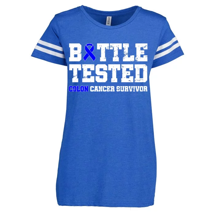 Battle Tested Colon Cancer Survivor Enza Ladies Jersey Football T-Shirt