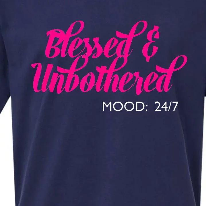 Blessed And Unbothered My Mood Christian Sueded Cloud Jersey T-Shirt