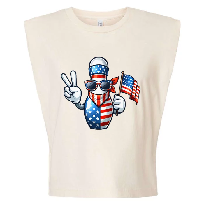 Bowling American Usa Flag Sunglasses 4th Of July Garment-Dyed Women's Muscle Tee