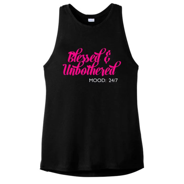 Blessed And Unbothered My Mood Christian Ladies Tri-Blend Wicking Tank