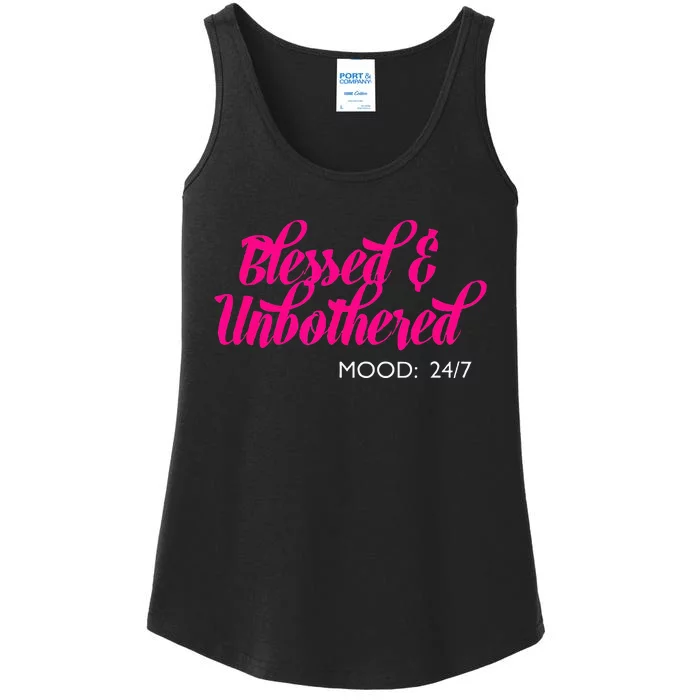 Blessed And Unbothered My Mood Christian Ladies Essential Tank