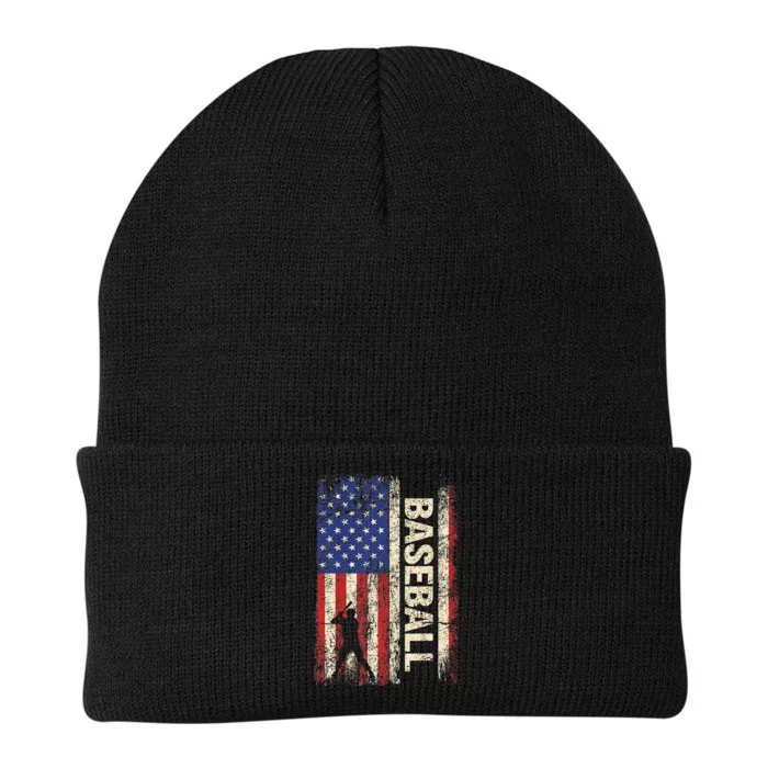 Baseball American US Flag Vintage 4th Of July Knit Cap Winter Beanie