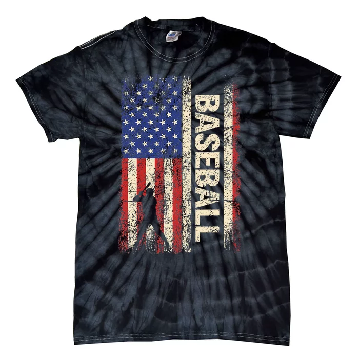 Baseball American US Flag Vintage 4th Of July Tie-Dye T-Shirt