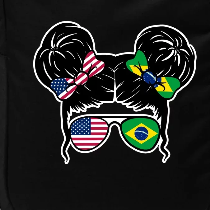 Brazil And United States Flag Messy Bun Impact Tech Backpack