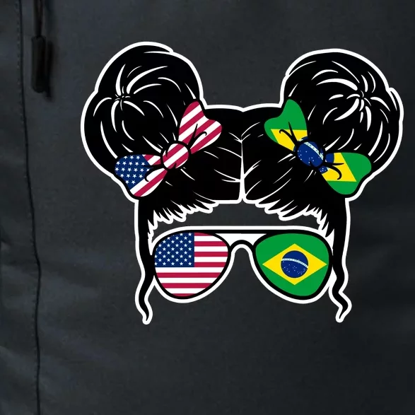 Brazil And United States Flag Messy Bun Daily Commute Backpack