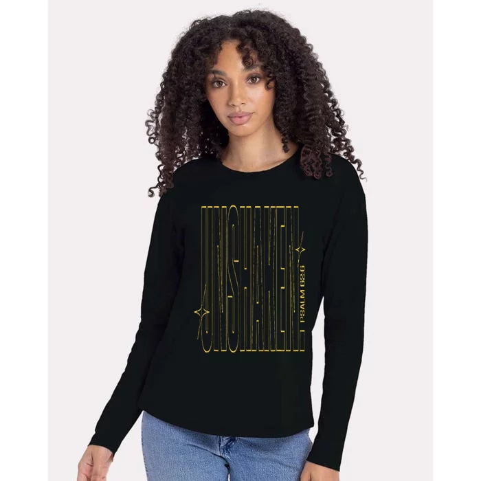 Bible Affirmations UNSHAKEN Psalm 626  Christian Faith Womens Cotton Relaxed Long Sleeve T-Shirt