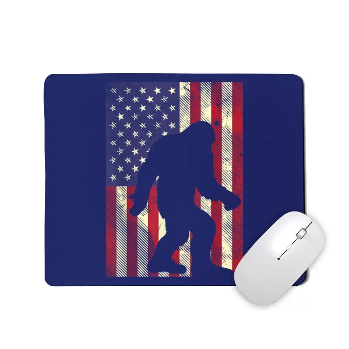 Bigfoot American US Flag Memorial Day Sasquatch Patriotic Mousepad