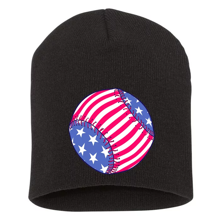 Baseball American USA Flag Softball for Girls Short Acrylic Beanie